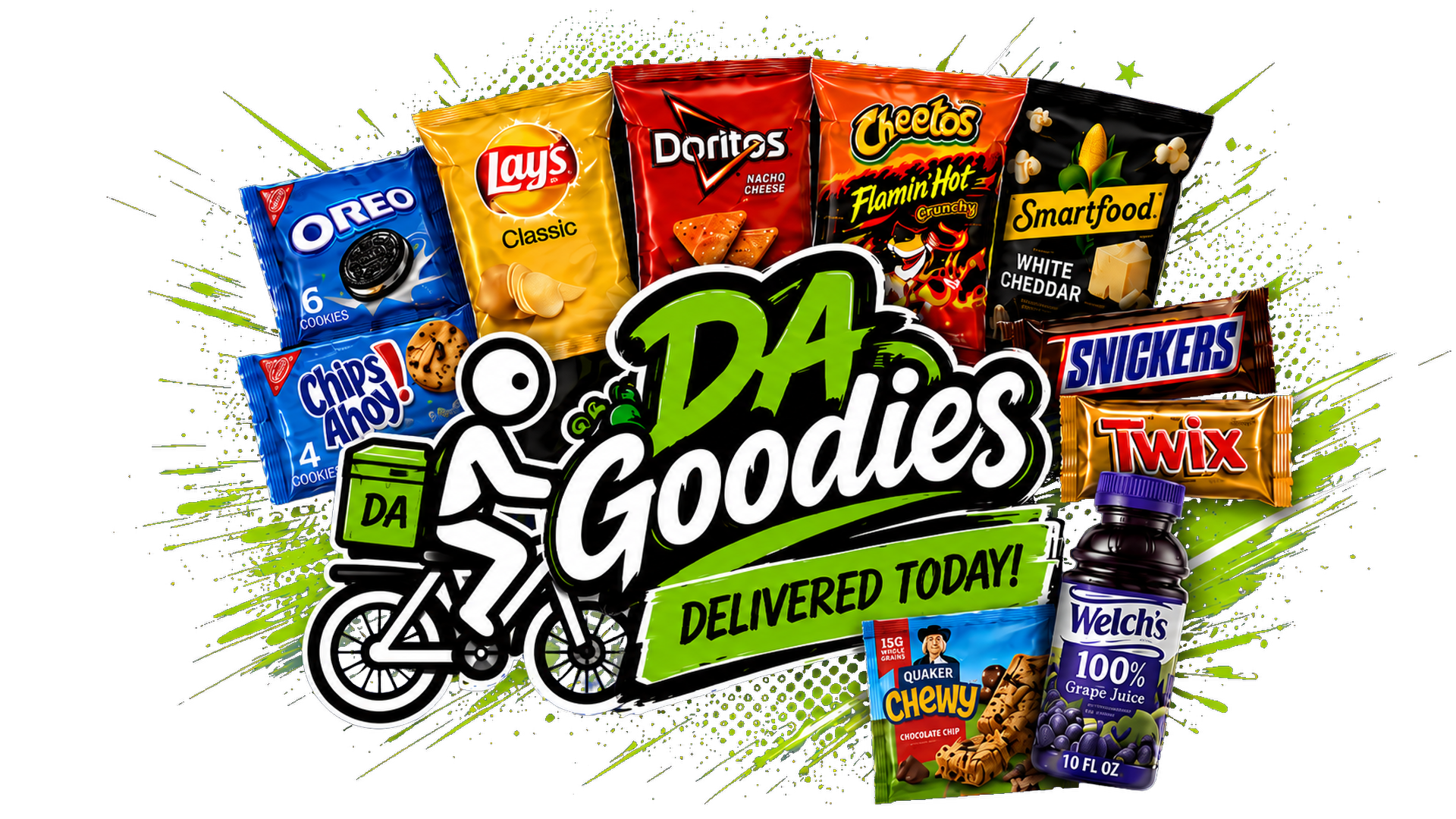 DA Goodies snack packs and delivery graphic